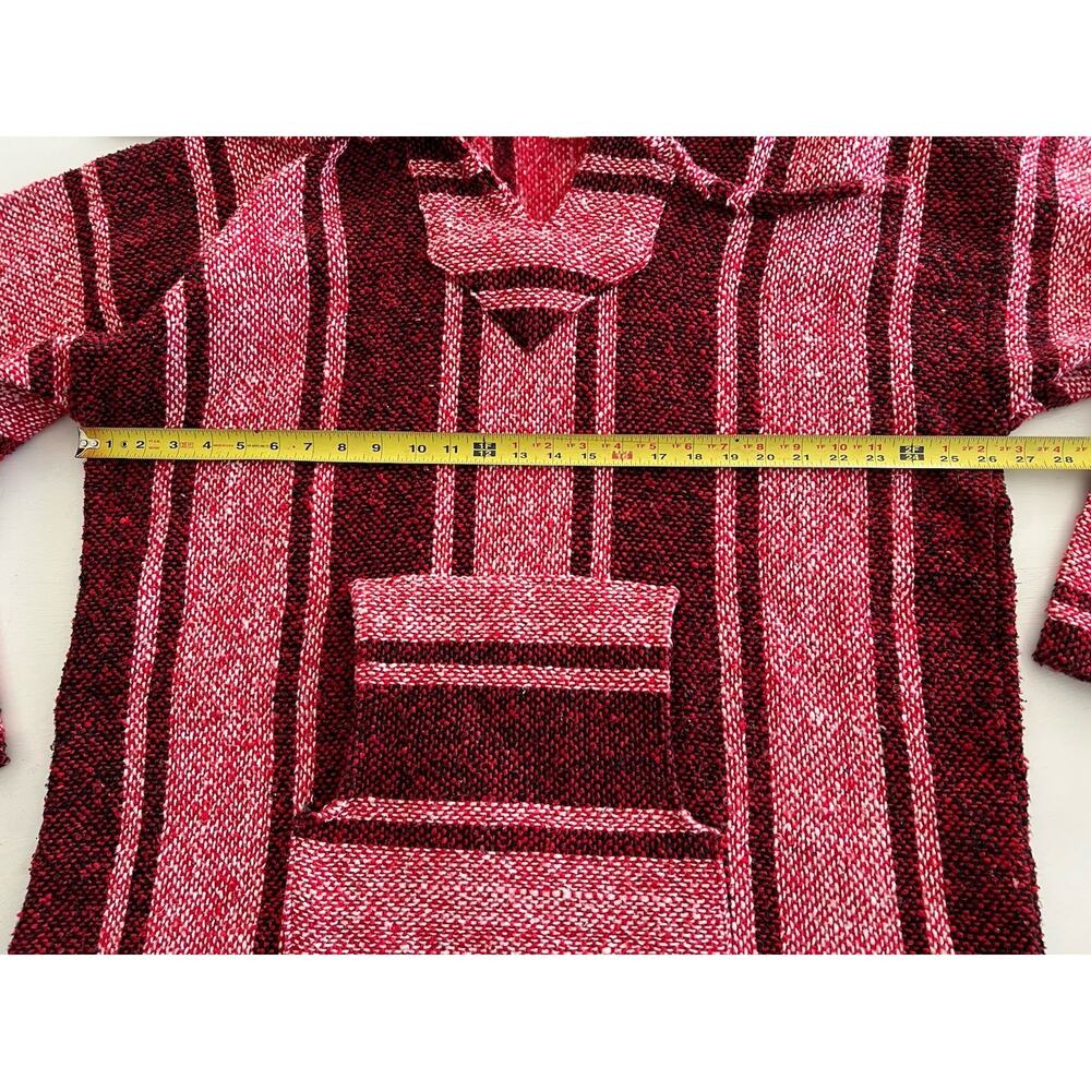 Artesanías Cuamatzi Baja Hoodie XXL Mexican Jerga Drug Rug Pullover Red Black - Picture 9 of 10